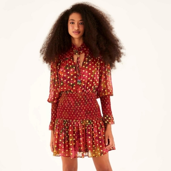 Farm Rio Bannana Flowers Smocked Mini Dress Size Small - Picture 5 of 16